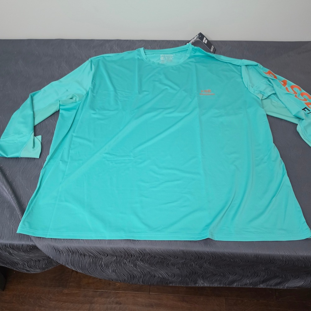 Bassdash Fishing Shirt Mens 5XL Teal New UPF 50+ UV Protection Long Sleeve